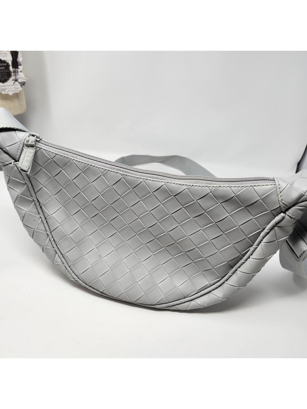 Maurices Gray Woven Sling Bag Crossbody Belt Bag Adjustable Strap